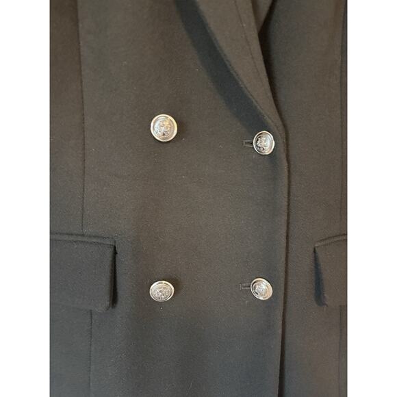 WHBM Coat Large Black Silver Buttons Elegant Preppy - Picture 8 of 8